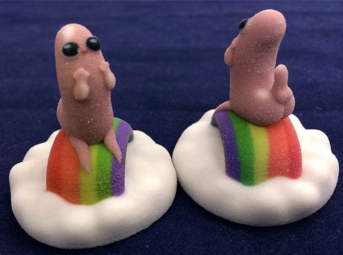 Dickbutt 3D model on rainbow cloud - premium 3D artwork
