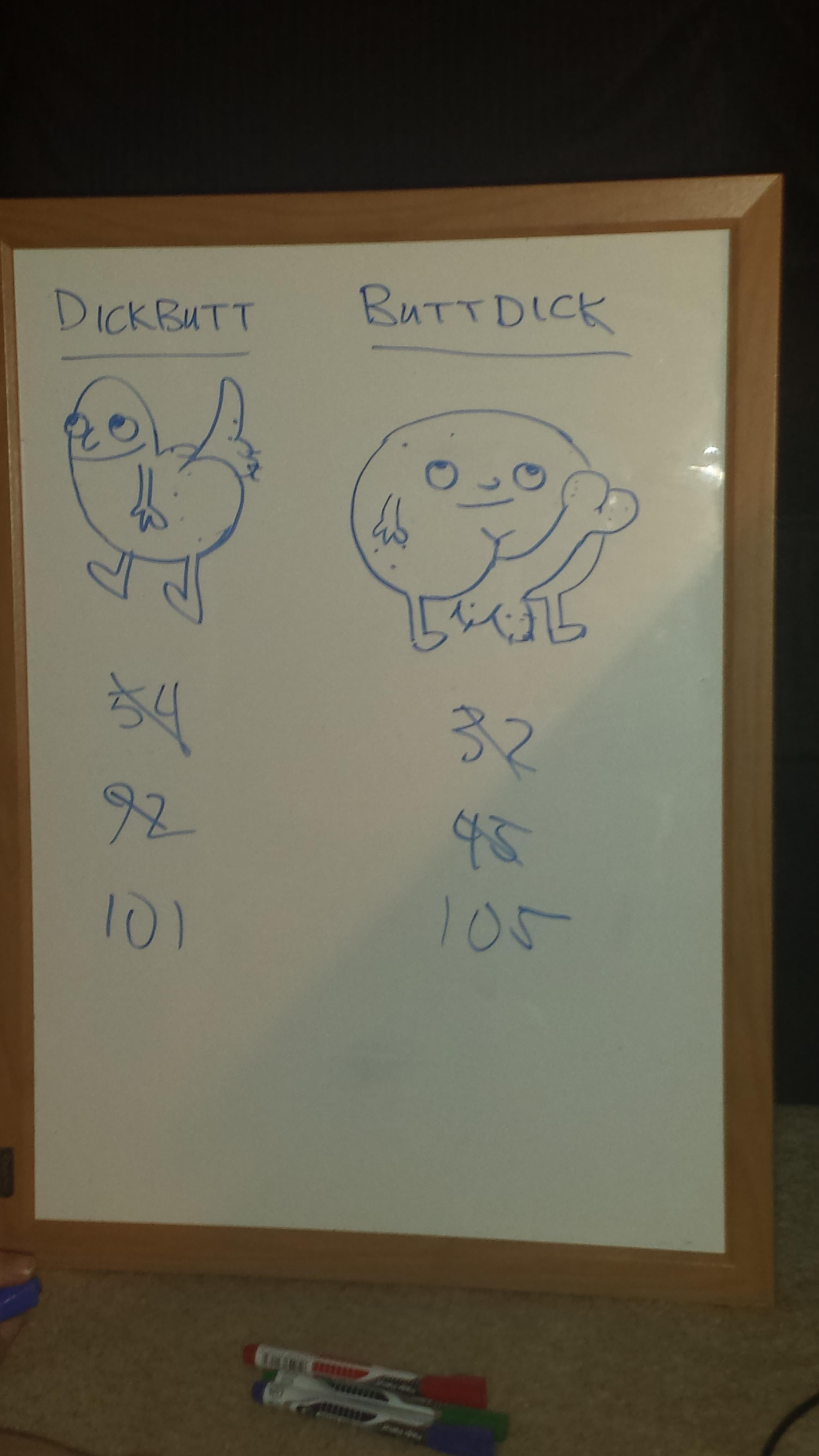 Dickbutt rummy game scoreboard - girlfriend created scoreboard
